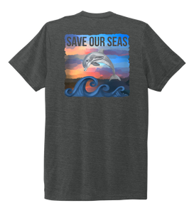 Lauren Gilliam, Dolphin, Unisex Crew Neck T-shirt in Slate Black