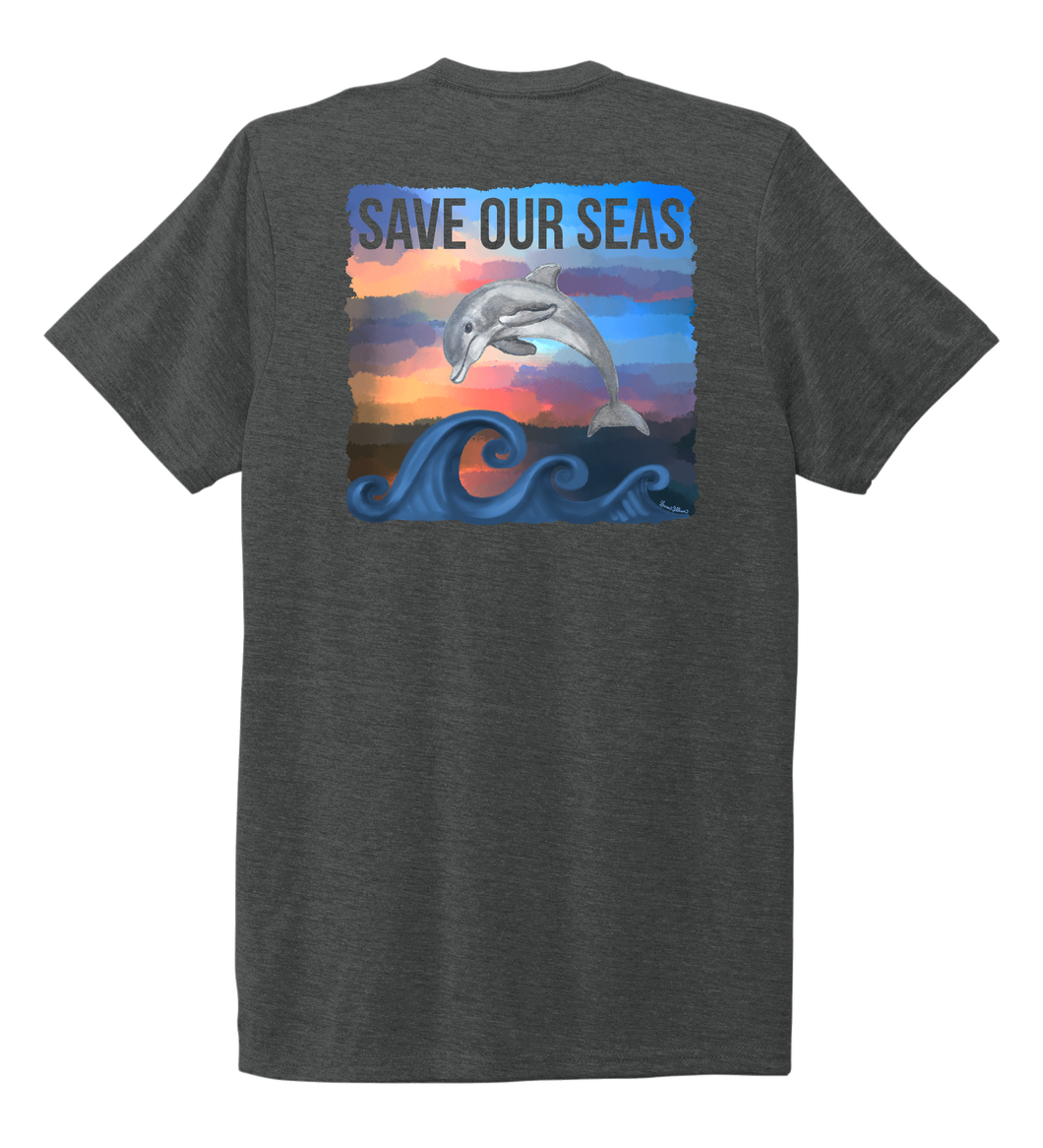 Lauren Gilliam, Dolphin, Unisex Crew Neck T-shirt in Slate Black
