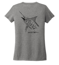 Load image into Gallery viewer, Colin Thompson, Marlin, Women&#39;s V-neck T-shirt in Oyster Grey