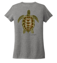 Load image into Gallery viewer, Colin Thompson, Turtle, Women&#39;s V-neck T-shirt in Oyster Grey