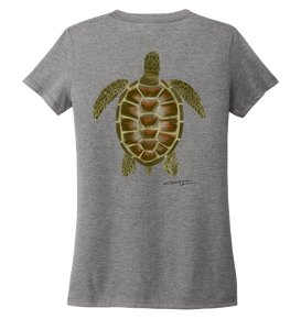 Colin Thompson, Turtle, Women's V-neck T-shirt in Oyster Grey