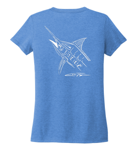 Colin Thompson, Marlin, Women's V-neck T-shirt in Sky Blue