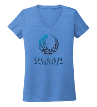 Load image into Gallery viewer, Ocean Habitats &amp; Colin Thompson Collaboration - Women&#39;s V-neck T-shirt in Sky Blue