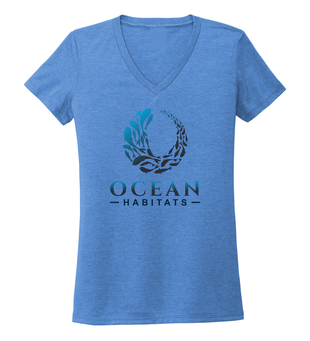 Ocean Habitats - Women's V-neck T-shirt in Sky Blue