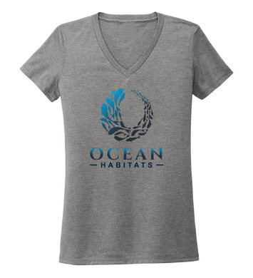 Ocean Habitats - Women's V-neck T-shirt in Oyster Grey