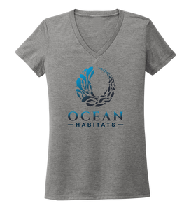Ocean Habitats - Women's V-neck T-shirt in Oyster Grey