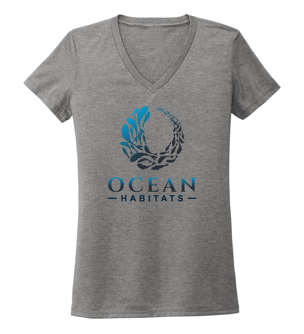 Ocean Habitats - Women's V-neck T-shirt in Oyster Grey