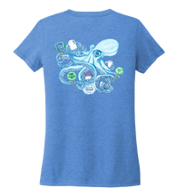 Load image into Gallery viewer, Lauren Gilliam, Octopus, Women&#39;s V-neck T-shirt in Sky Blue