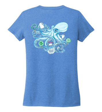 Lauren Gilliam, Octopus, Women's V-neck T-shirt in Sky Blue