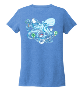 Lauren Gilliam, Octopus, Women's V-neck T-shirt in Sky Blue