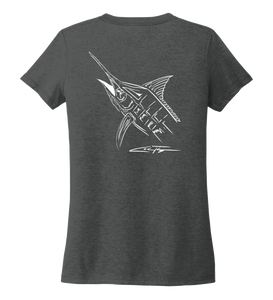 Colin Thompson, Marlin, Women's V-neck T-shirt in Slate Black