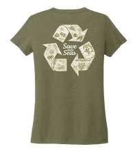 Load image into Gallery viewer, Lauren Gilliam, Recycle, Women&#39;s V-neck T-shirt in Earthy Green