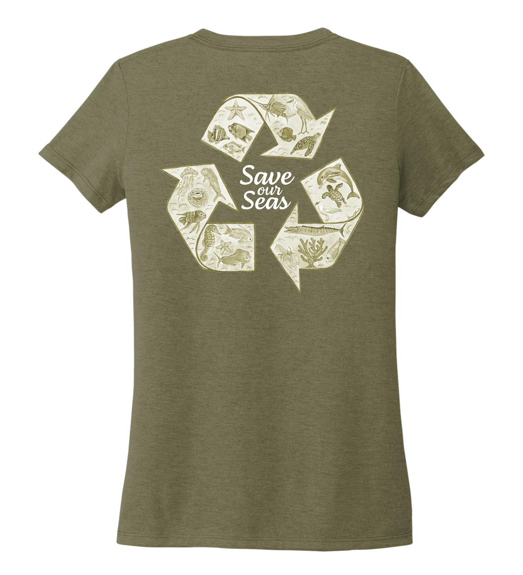 Lauren Gilliam, Recycle, Women's V-neck T-shirt in Earthy Green