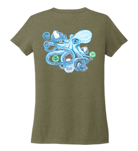 Lauren Gilliam, Octopus, Women's V-neck T-shirt in Earthy Green