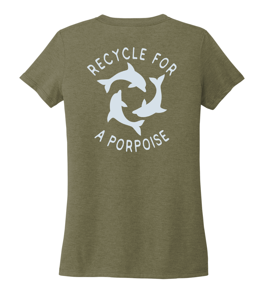 StepChange, Porpoise, Women's V-neck T-shirt in Earthy Green
