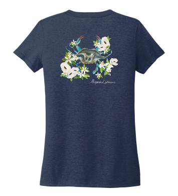 Alexandra Catherine, Blue Crab, Women's V-neck T-shirt in Deep Sea Blue