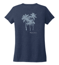 Load image into Gallery viewer, Alexandra Catherine, Palm Trees, Women&#39;s V-neck T-shirt in Deep Sea Blue