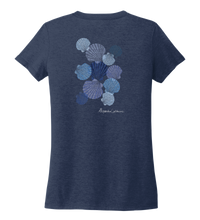 Load image into Gallery viewer, Alexandra Catherine, Tossed Seashells, Women&#39;s V-neck T-shirt in Deep Sea Blue
