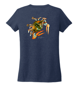 Ronnie Reasonover, The Crab, Women's V-neck T-shirt in Deep Sea Blue