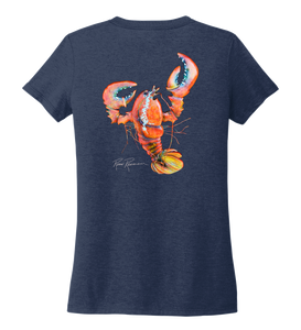 Ronnie Reasonover, The Lobster, Women's V-neck T-shirt in Deep Sea Blue