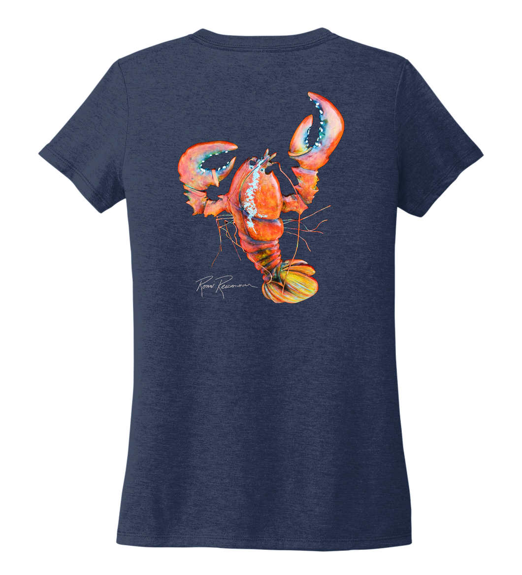 Ronnie Reasonover, The Lobster, Women's V-neck T-shirt in Deep Sea Blue