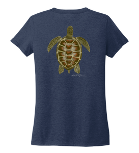 Colin Thompson, Turtle, Women's V-neck T-shirt in Slate Black