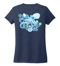 Load image into Gallery viewer, Lauren Gilliam, Octopus, Women&#39;s V-neck T-shirt in Deep Sea Blue