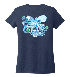 Lauren Gilliam, Octopus, Women's V-neck T-shirt in Deep Sea Blue