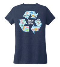 Load image into Gallery viewer, Lauren Gilliam, Recycle, Women&#39;s V-neck T-shirt in Deep Sea Blue