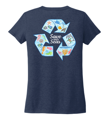 Lauren Gilliam, Recycle, Women's V-neck T-shirt in Deep Sea Blue