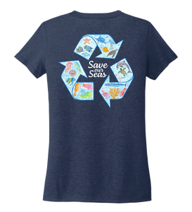 Lauren Gilliam, Recycle, Women's V-neck T-shirt in Deep Sea Blue