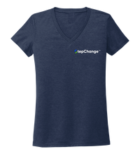Load image into Gallery viewer, Ronnie Reasonover, The Crab, Women&#39;s V-neck T-shirt in Deep Sea Blue