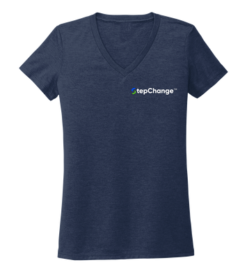 StepChange Women's V-neck T-shirt in Deep Sea Blue