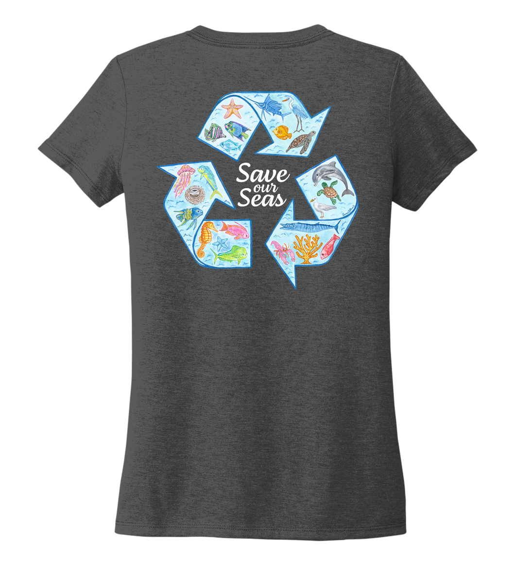 Lauren Gilliam, Recycle, Women's V-neck T-shirt in Slate Black