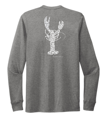 Alexandra Catherine, Fleur White Lobster, Unisex Crew Neck Long Sleeve T-shirt in Oyster Grey