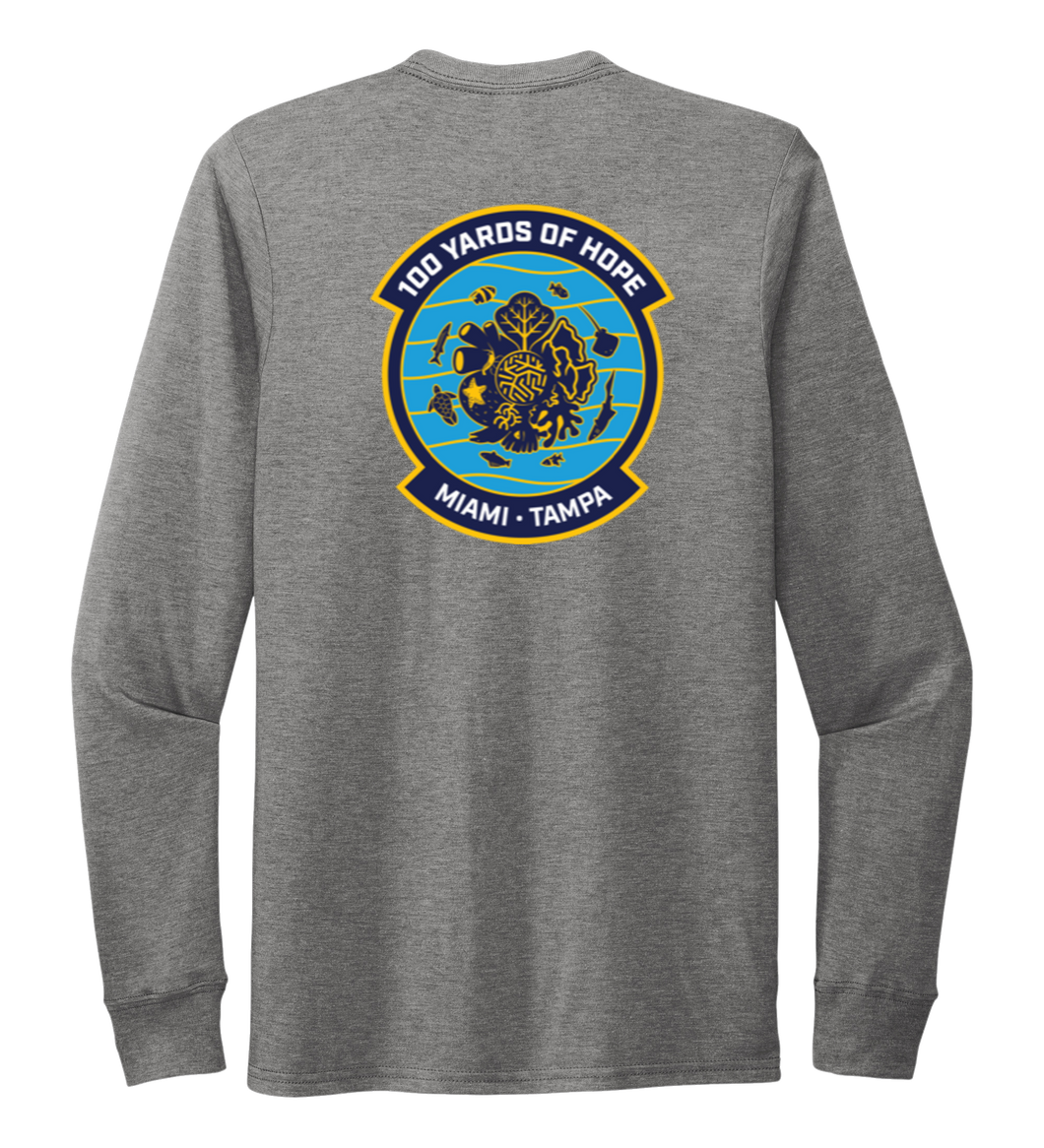 FORCE BLUE 100 YARDS OF HOPE Unisex Crew Neck Long Sleeve T-shirt in Oyster Grey