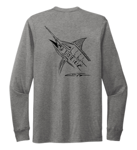 Colin Thompson, Marlin, Crew Neck Long Sleeve T-Shirt in Oyster Grey