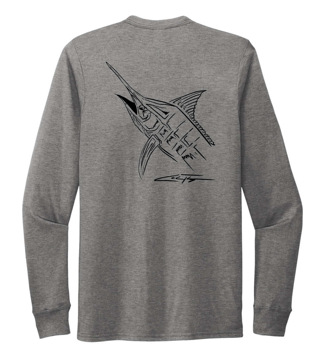 Colin Thompson, Marlin, Crew Neck Long Sleeve T-Shirt in Oyster Grey