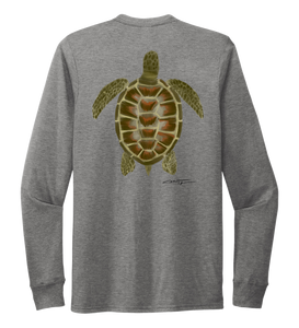 Colin Thompson, Turtle, Crew Neck Long Sleeve T-Shirt in Oyster Grey
