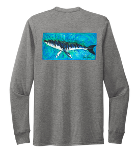 Ronnie Reasonover, The Whale, Crew Neck Long Sleeve T-Shirt in Oyster Grey