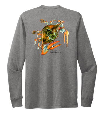 Ronnie Reasonover, The Crab, Crew Neck Long Sleeve T-Shirt in Oyster Grey