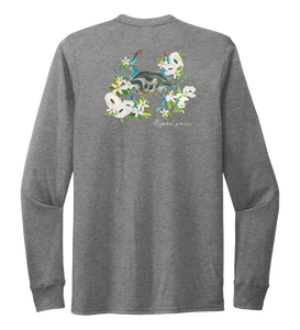 Alexandra Catherine, Blue Crab, Unisex Crew Neck Long Sleeve T-shirt in Oyster Grey