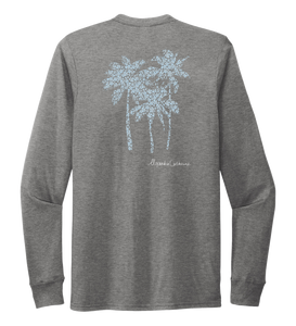 Alexandra Catherine, Palm Trees, Unisex Crew Neck Long Sleeve T-shirt in Oyster Grey