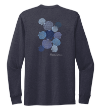 Load image into Gallery viewer, Alexandra Catherine, Tossed Seashells, Unisex Crew Neck Long Sleeve T-shirt in Deep Sea Blue