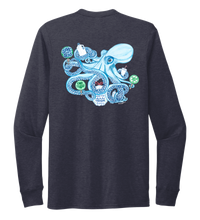 Load image into Gallery viewer, Lauren Gilliam, Octopus, Unisex Crew Neck Long Sleeve T-shirt in Deep Sea Blue