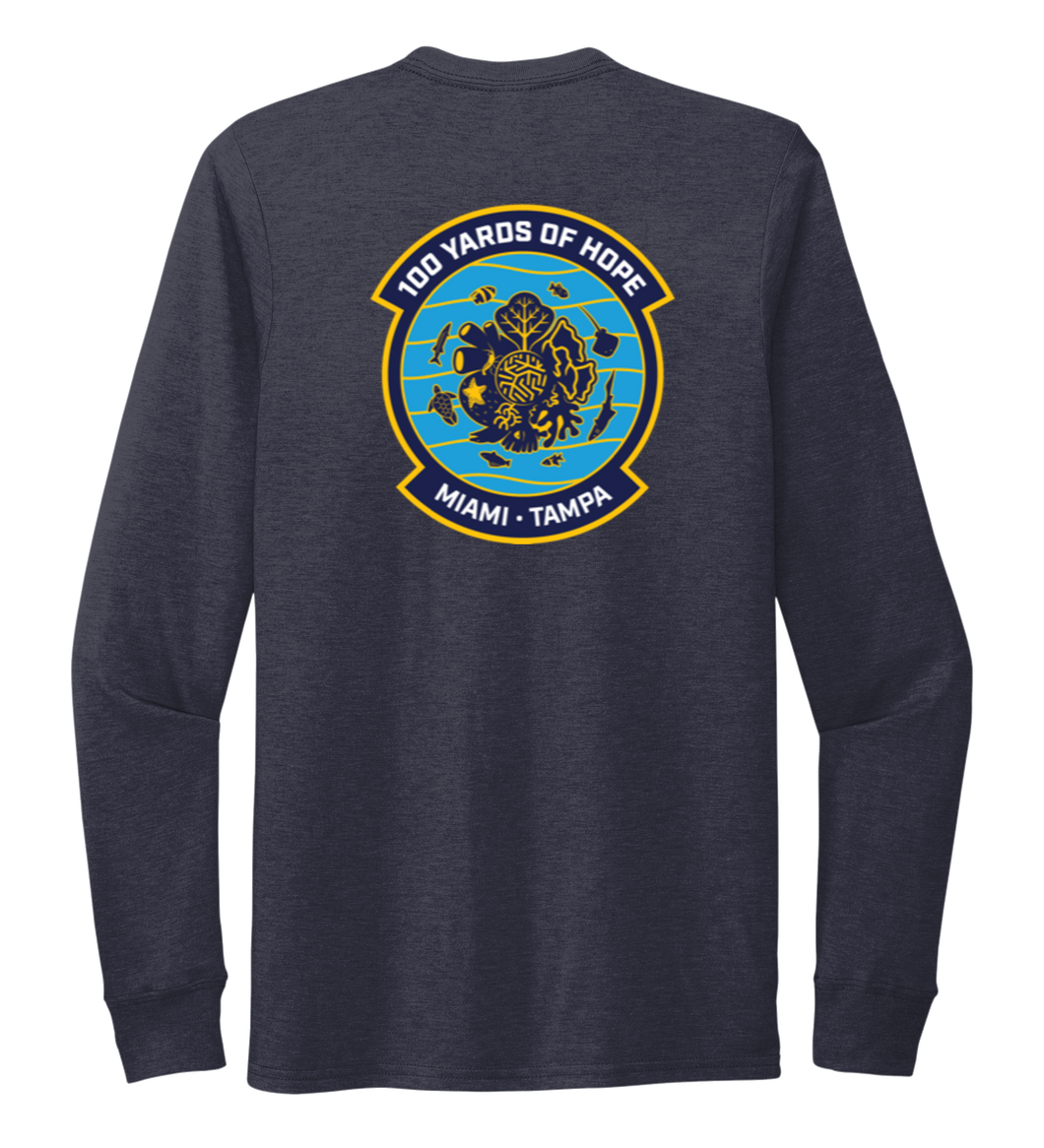 FORCE BLUE 100 YARDS OF HOPE Unisex Crew Neck Long Sleeve T-shirt in Deep Sea Blue