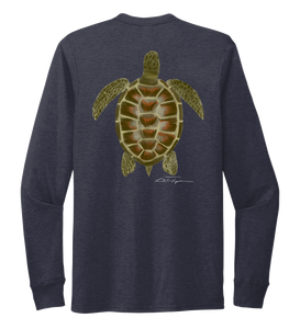Colin Thompson, Turtle, Crew Neck Long Sleeve T-Shirt in Deep Sea Blue