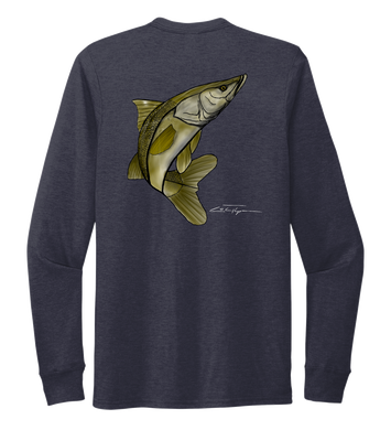 Colin Thompson, Snook, Crew Neck Long Sleeve T-Shirt in Deep Sea Blue