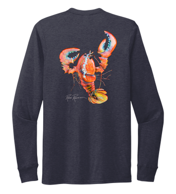 Ronnie Reasonover, The Lobster, Crew Neck Long Sleeve T-Shirt in Deep Sea Blue