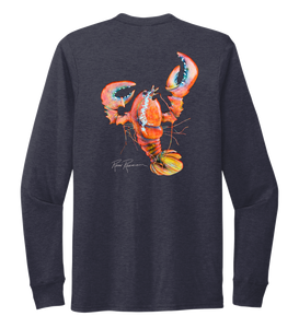 Ronnie Reasonover, The Lobster, Crew Neck Long Sleeve T-Shirt in Deep Sea Blue